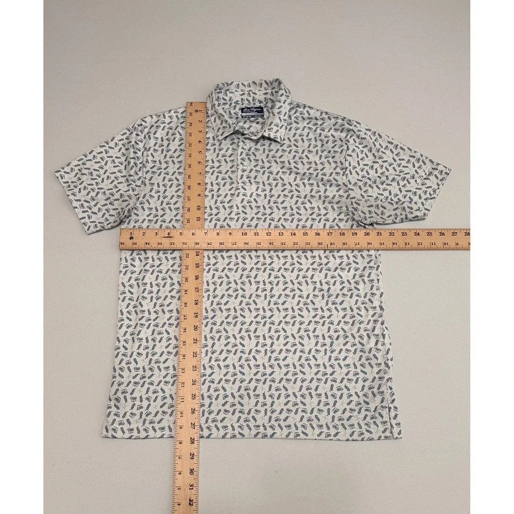 Ben Hogan Performance Golf Polo Shirt Mens M Gray Golf Cart Bag Print Stretch